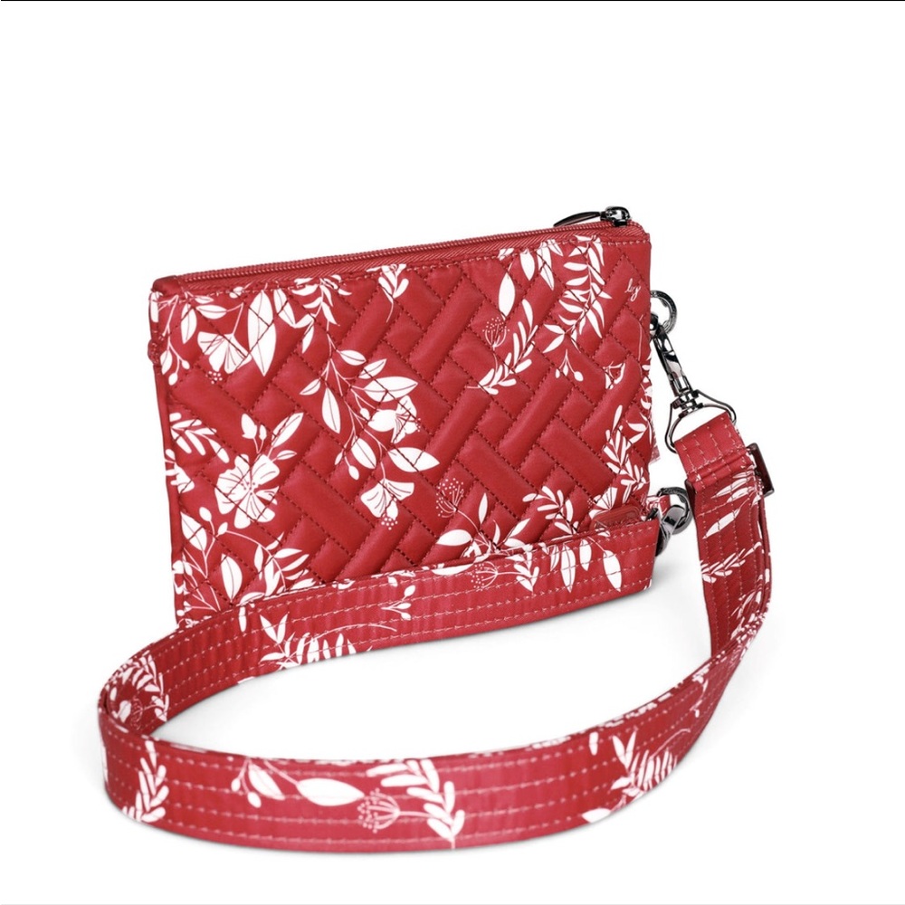 NWT: LUG PEEKABOO CONVERTIBLE CROSSBODY BAG/WRISTLET -FLOURISH RED